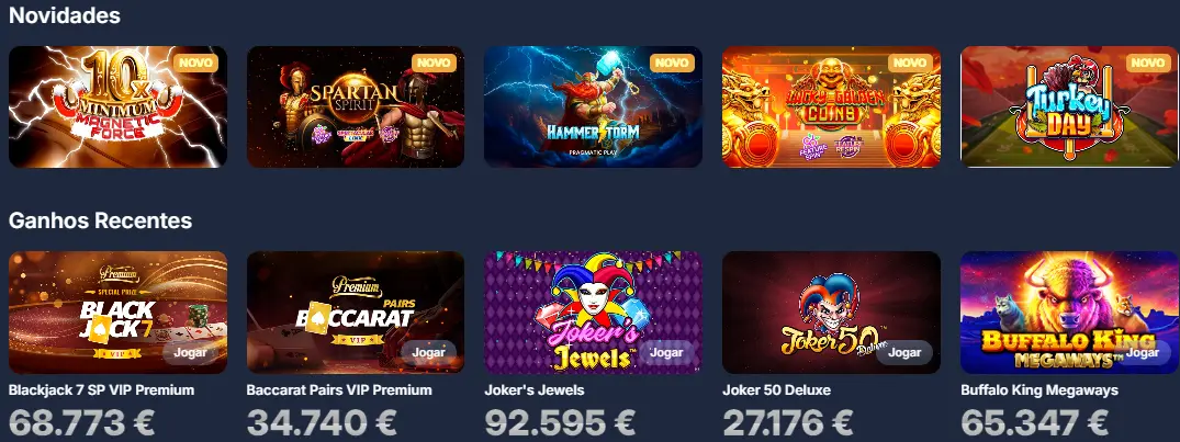 Catálogo de slots online com vários temas