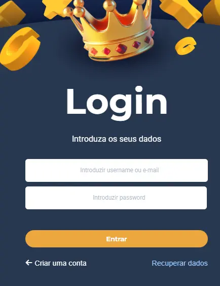 Área de início de sessão – entrar na conta de utilizador
